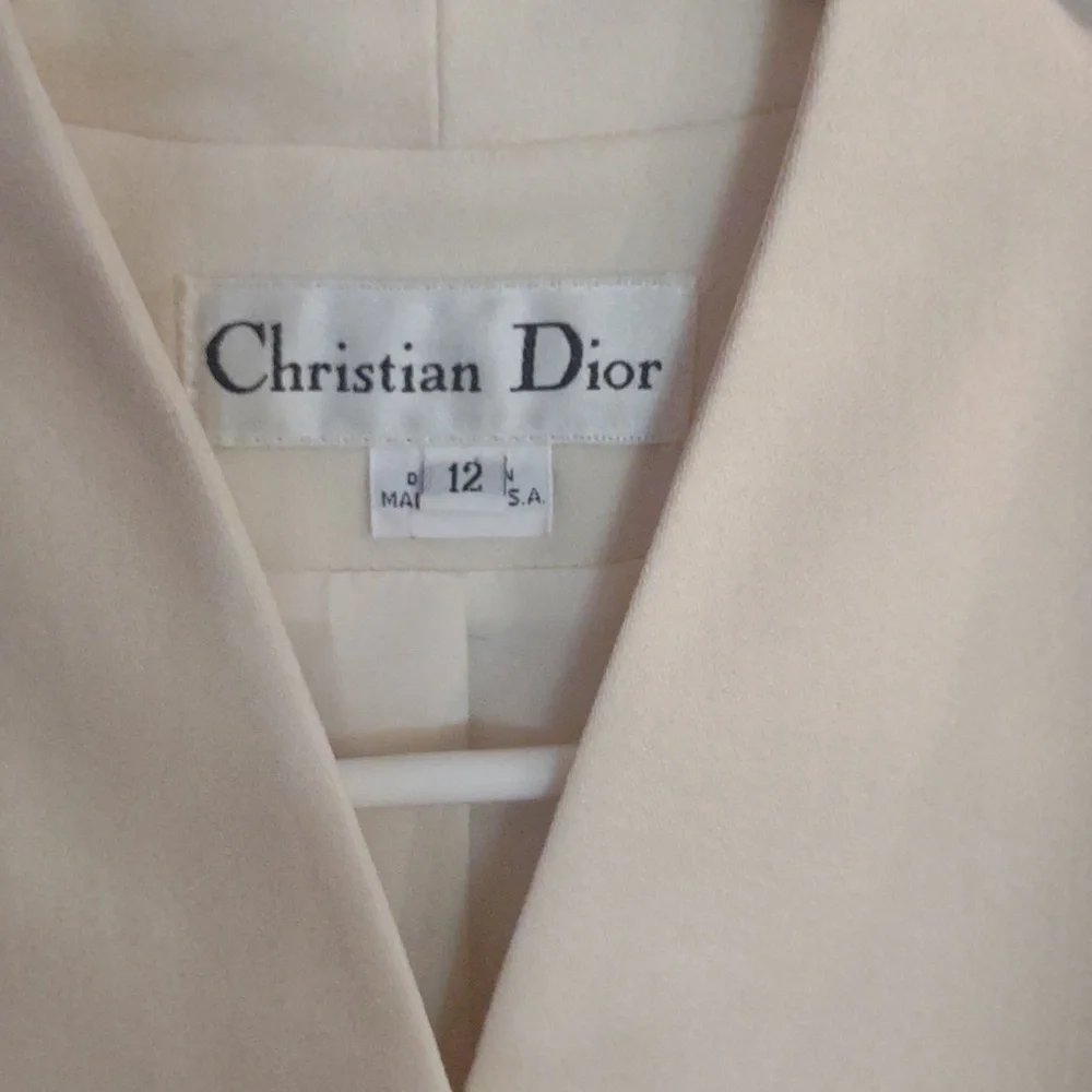 Christian Dior Womens 12 Cream Blazer with‎ Mandarin Neckline